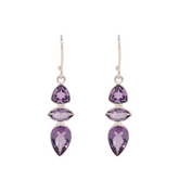 Sterling Silver Faceted Amethyst Dangle Earrings